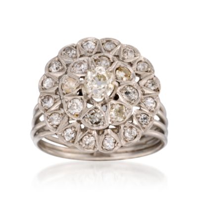 C. 1960 Vintage 1.35 ct. t.w. Diamond Cocktail Ring in 18kt White Gold. Size 8 &mdash; Alt Image 1
