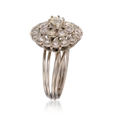C. 1960 Vintage 1.35 ct. t.w. Diamond Cocktail Ring in 18kt White Gold. Size 8 &mdash; Alt Image 3