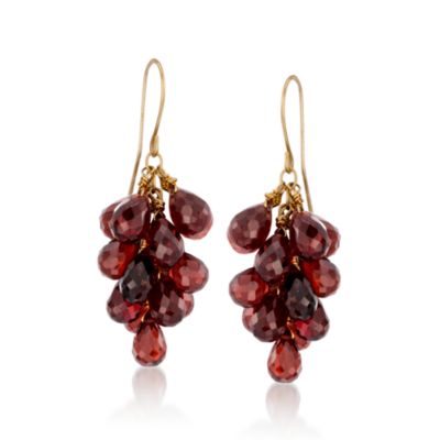 27.00 ct. t.w. Garnet Cluster Earrings In 14kt Yellow Gold. Earwire Earrings &mdash; Alt Image 1