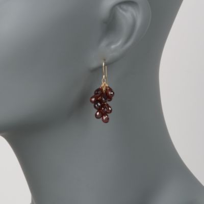 27.00 ct. t.w. Garnet Cluster Earrings In 14kt Yellow Gold. Earwire Earrings &mdash; Alt Image 2