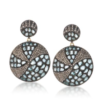 6.95 ct. t.w. Blue and Natural Diamond Drop Earrings In Two-Tone &mdash; Alt Image 1