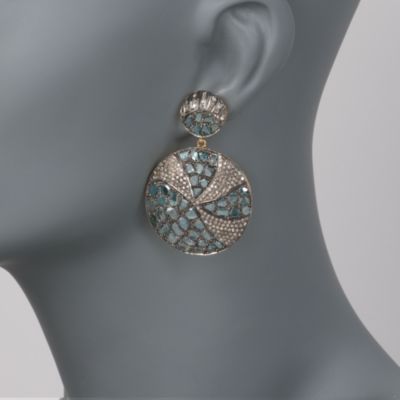 6.95 ct. t.w. Blue and Natural Diamond Drop Earrings In Two-Tone &mdash; Alt Image 2