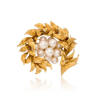  1970 Vimtage Tiffany Jewelry 6.5-7.5mm Cultured Pearl Pin in 18kt Yellow Gold &mdash; Alt Image 1