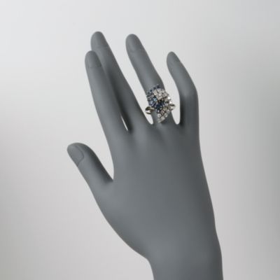 C. 1970 Vintage 2.10 ct. t.w. Sapphire and 1.35 ct. t.w. Diamond Cocktail Ring in 14kt White Gold. Size 10 &mdash; Alt Image 2