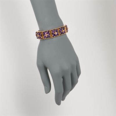 C. 1970 Vintage 37.00 ct. t.w. Amethyst Bracelet in 14kt Yellow Gold. 6.75" &mdash; Alt Image 2