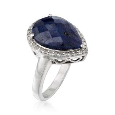 10.00 Carat Sapphire and .30 ct. t.w. Diamond Ring in Sterling Silver &mdash; Alt Image 3
