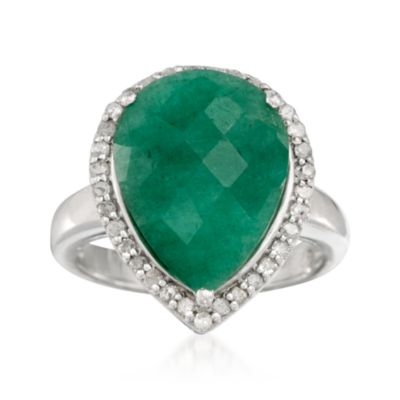 10.00 Carat Emerald and .30 ct. t.w. Diamond Ring in Sterling Silver &mdash; Alt Image 1