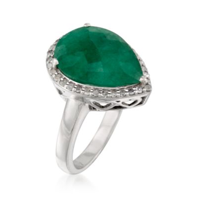 10.00 Carat Emerald and .30 ct. t.w. Diamond Ring in Sterling Silver &mdash; Alt Image 3