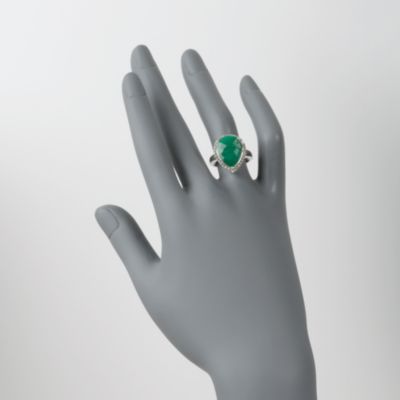 10.00 Carat Emerald and .30 ct. t.w. Diamond Ring in Sterling Silver &mdash; Alt Image 2