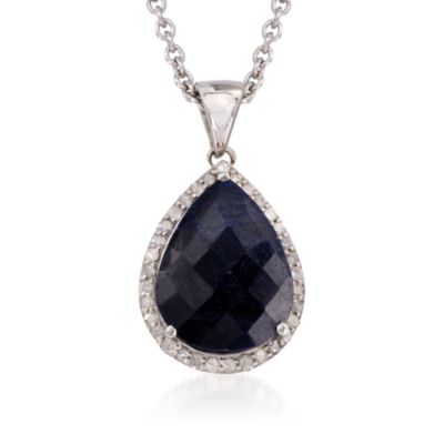 10.00 Carat Sapphire and .30 ct. t.w. Diamond Pendant Necklace in Sterling Silver. 18" &mdash; Alt Image 1