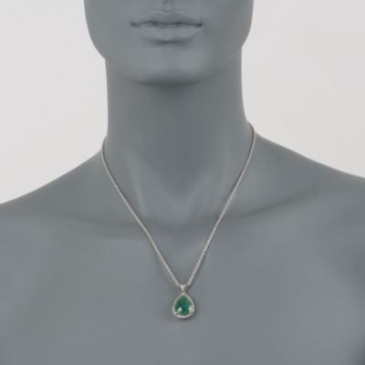 10.00 Carat Emerald and .30 ct. t.w. Diamond Pendant Necklace in Sterling Silver. 18" &mdash; Alt Image 2