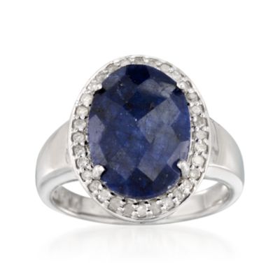 7.00 Carat Sapphire and .30 ct. t.w. Diamond Ring in Sterling Silver &mdash; Alt Image 1