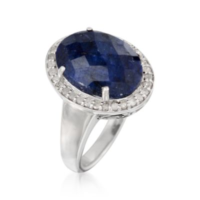 7.00 Carat Sapphire and .30 ct. t.w. Diamond Ring in Sterling Silver &mdash; Alt Image 3