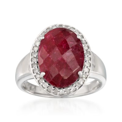 7.00 Carat Ruby and .30 ct. t.w. Diamond Ring in Sterling Silver &mdash; Alt Image 1