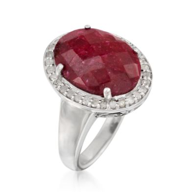 7.00 Carat Ruby and .30 ct. t.w. Diamond Ring in Sterling Silver &mdash; Alt Image 3