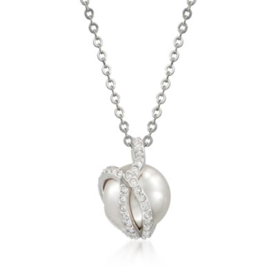 Swarovski Crystal Faux Pearl and Crystal Necklace and Earring Set. 14.75" &mdash; Alt Image 5