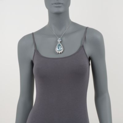 C.1990 Vintage 77.65 ct. t.w. Aquamarine and 3.60 ct. t.w. Diamond Pendant Necklace  In 18kt White Gold. 16" &mdash; Alt Image 2