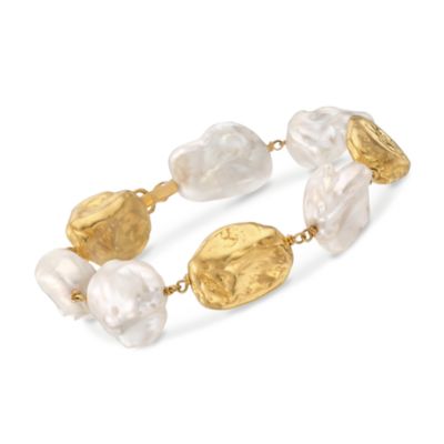 Keshi Pearl Bracelet in Stainless and 18kt Over Sterling &mdash; Alt Image 1