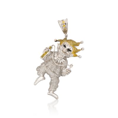 C. 1990 Vintage 3.95 ct. t.w. Multicolored Diamond Clown Pendant In 14kt White Gold &mdash; Alt Image 1