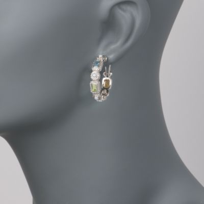 3.00 ct. t.w. Multi-Gem Hoop Earrings in Sterling Silver &mdash; Alt Image 2
