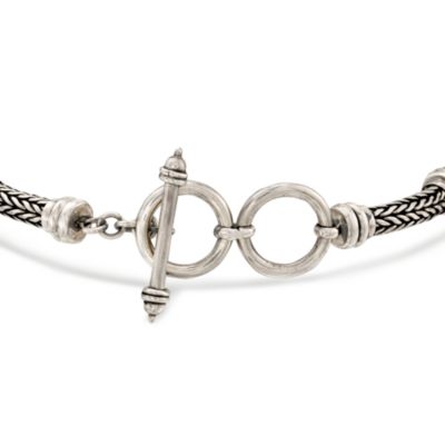 Turquoise and Pearl Toggle Bracelet In Sterling Silver. 7" &mdash; Alt Image 3