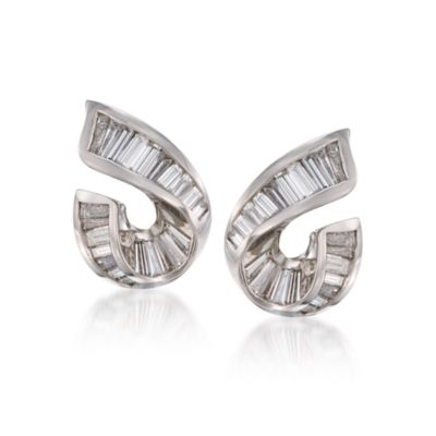 C.1980 Vintage Charles Krypell 3.00 ct. t.w. Diamond Earrings in Platinum &mdash; Alt Image 1
