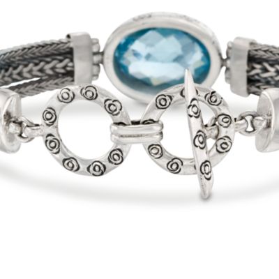 Balinese 15.50 Carat Blue Topaz Bracelet in Sterling Silver. 7" &mdash; Alt Image 3