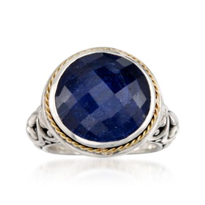 Balinese 15.00 Carat Sapphire Ring in 14kt Yellow Gold and Sterling Silver &mdash; Alt Image 1