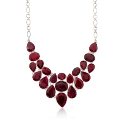 66.00 ct. t.w. Ruby Necklace in Sterling Silver. 20" &mdash; Alt Image 1