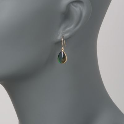 Multicolored Ammolite Drop Earrings in 14kt Yellow Gold &mdash; Alt Image 2
