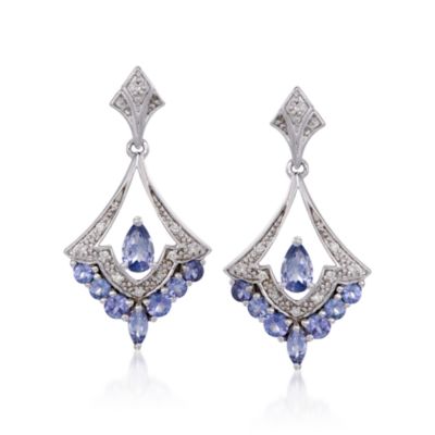 1.00 ct. t.w. Tanzanite Drop Earrings With Diamonds in Sterling Silver &mdash; Alt Image 1