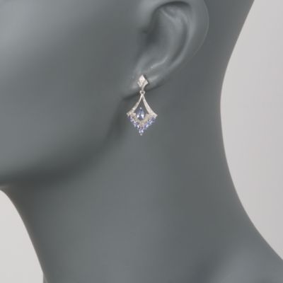 1.00 ct. t.w. Tanzanite Drop Earrings With Diamonds in Sterling Silver &mdash; Alt Image 2