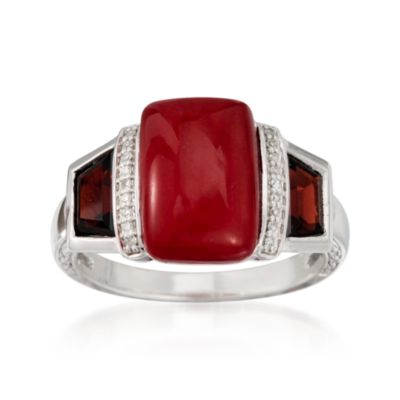 Multi-Stone Ring With Diamonds in Sterling Silver &mdash; Alt Image 1