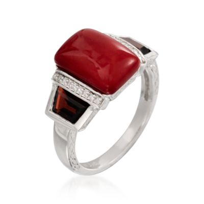 Multi-Stone Ring With Diamonds in Sterling Silver &mdash; Alt Image 3
