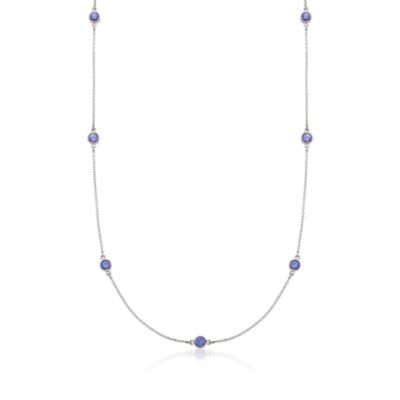 2.50 ct. t.w. Tanzanite Station Necklace in Sterling Silver 24" &mdash; Alt Image 1