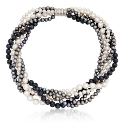 6-9mm Pearl Torsade Necklace With Sterling Silver Clasp &mdash; Alt Image 3