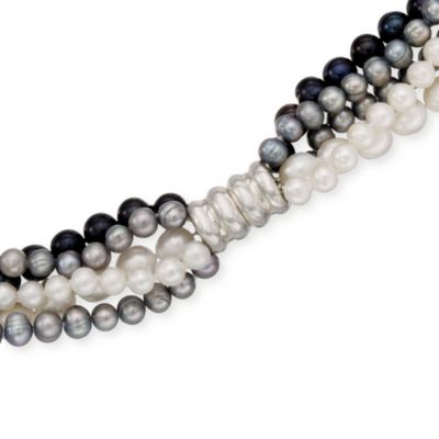 6-9mm Pearl Torsade Necklace With Sterling Silver Clasp &mdash; Alt Image 4