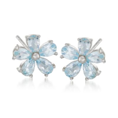 10.35 ct. t.w. Gemstone Flower Earring Set in Sterling Silve &mdash; Alt Image 4