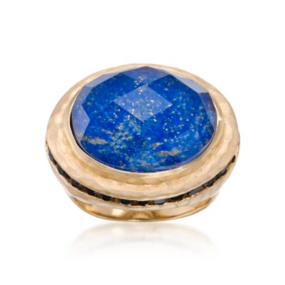 Lapis Doublet Ring With Sapphires In Vermeil &mdash; Alt Image 1