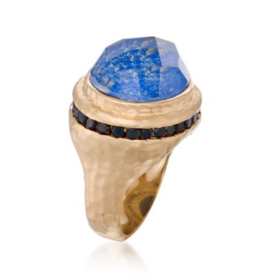 Lapis Doublet Ring With Sapphires In Vermeil &mdash; Alt Image 3