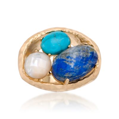 Multi-Gem Doublet Ring With Lapis in Vermeil &mdash; Alt Image 1