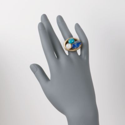 Multi-Gem Doublet Ring With Lapis in Vermeil &mdash; Alt Image 2