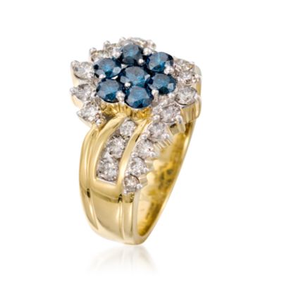 2.00 ct. t.w. Blue and White Diamond Ring In 14kt Yellow Gold &mdash; Alt Image 3