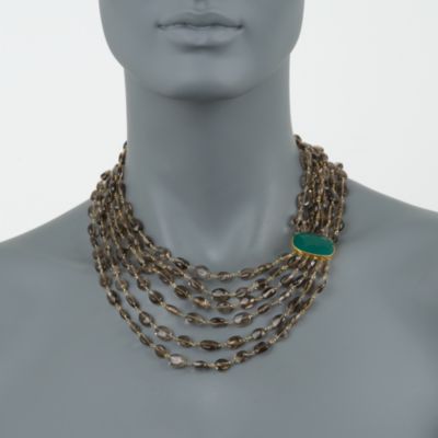 459.00 ct. t.w. Smoky Quartz Bead and Green Agate Necklace In Vermeil &mdash; Alt Image 2