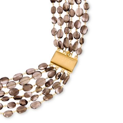 459.00 ct. t.w. Smoky Quartz Bead and Green Agate Necklace In Vermeil &mdash; Alt Image 3