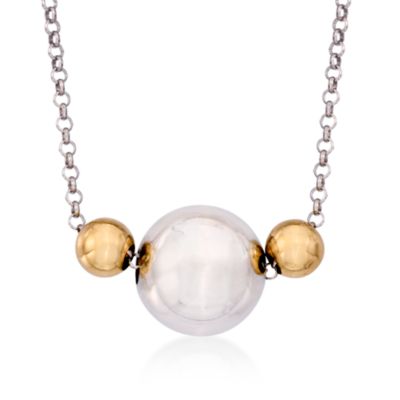 18kt Yellow Gold and Sterling Silver Tri-Sphere Necklace &mdash; Alt Image 1