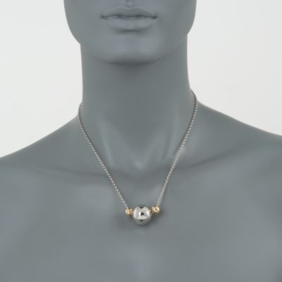 18kt Yellow Gold and Sterling Silver Tri-Sphere Necklace &mdash; Alt Image 2