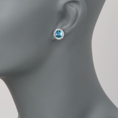5.00 ct. t.w. Blue Topaz and .65 ct. t.w. White Topaz Stud Earrings in Sterling Silver &mdash; Alt Image 2