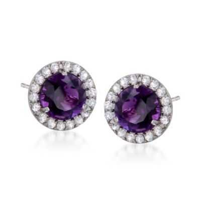 4.00 ct. t.w. Amethyst and .65 ct. t.w. White Topaz Stud Earrings in Sterling Silver &mdash; Alt Image 1