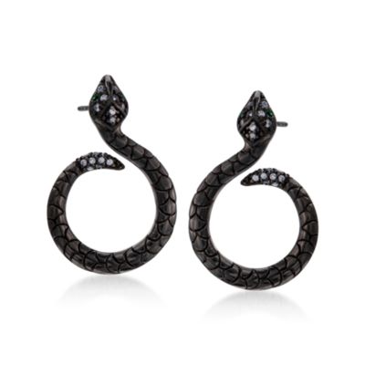 .15 ct. t.w. CZ Snake Earrings With CZs in Sterling Silver With Black Rhodium &mdash; Alt Image 1